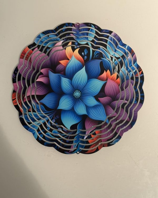 Bright Blue Flower Wind Spinner