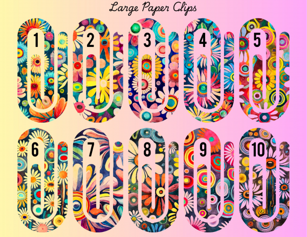 Large Watercolor Flower Paper Clips