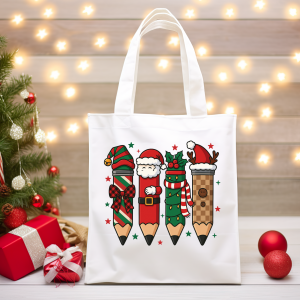 Christmas Pencil Tote Bag