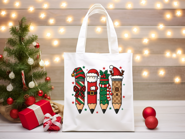 Christmas Pencil Tote Bag