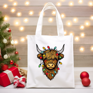 Highland Cow Christmas Tote Bag