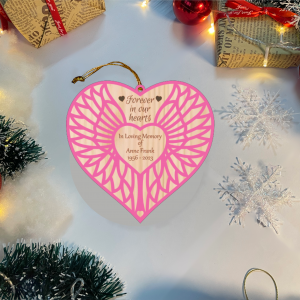 Customized In Memory Christmas Ornament - Wood Cut and Engraved