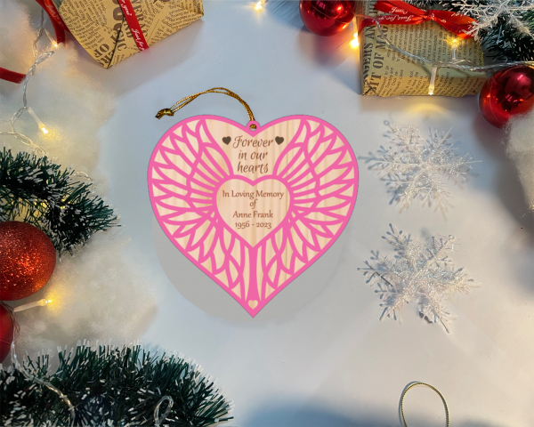 Customized In Memory Christmas Ornament - Wood Cut and Engraved