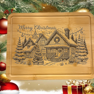 Laser Engraved Christmas Cutting Board