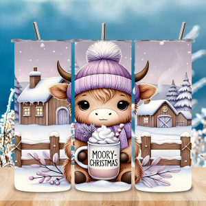 Moory Christmas Highland Cow Tumbler