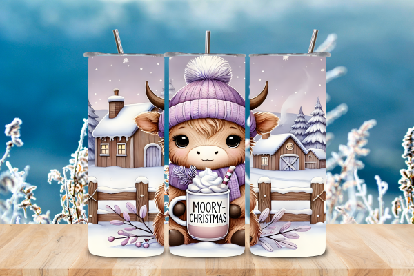 Moory Christmas Highland Cow Tumbler