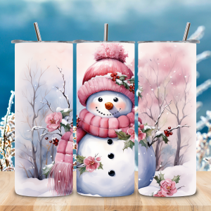 Pink Snowman Tumbler