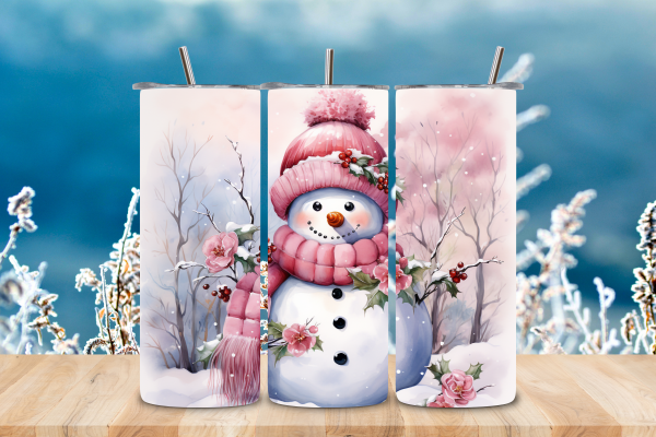 Pink Snowman Tumbler