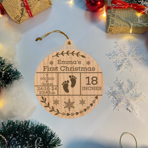 Customized First Christmas - Wood Cut and Engraved
