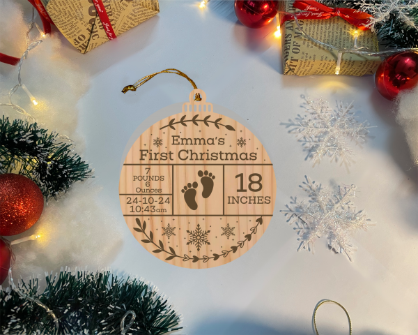 Customized First Christmas - Wood Cut and Engraved