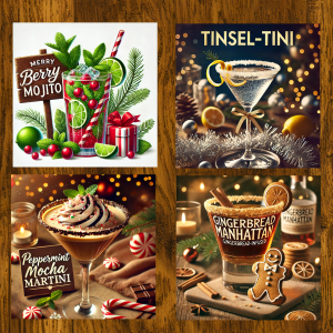 Holiday Cocktail Ceramic Coasters
