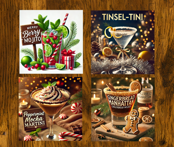 Holiday Cocktail Ceramic Coasters