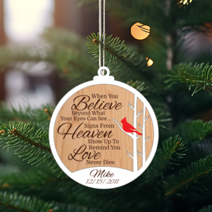 In Memory Christmas Ornament - Wood Laser Engraved and Cut
