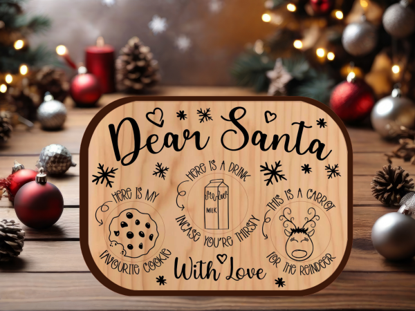 Santa's Treat Tray - Wood - Laser Engraved and Cut