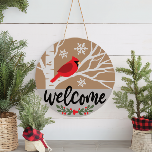 Cardinal Christmas Welcome Sign