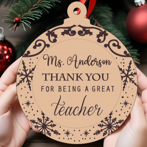 Customized Teacher Ornament - Wood Cut and Engraved
