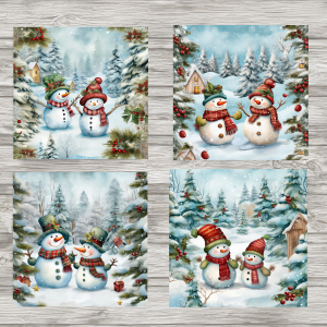 Vintage Snowmen Ceramic Coasters
