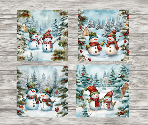 Vintage Snowmen Ceramic Coasters