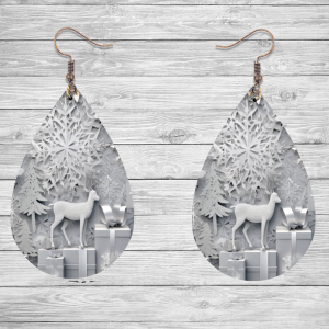 Reindeer and Snowflake Teardrop Earrings
