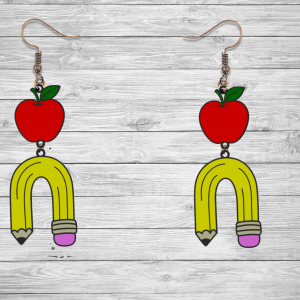 Apple and Pencil Rainbow Earrings