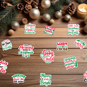 Fun Christmas Saying Laminated Vinyl Stickers