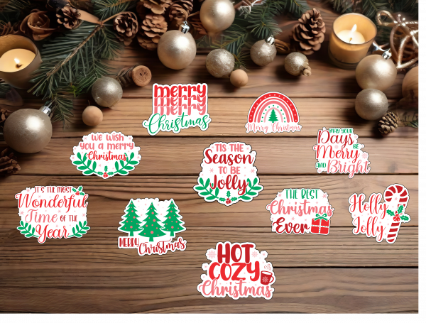 Christmas Saying Laminated Vinyl Stickers - Set of 5