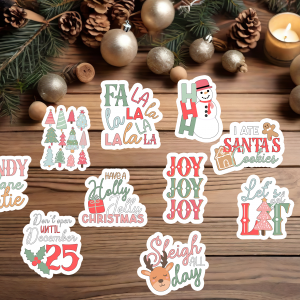 Fun Retro Christmas Laminate Vinyl Sticker - 1 Sticker