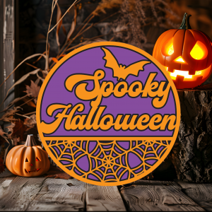 Spooky Halloween Wood Door Sign