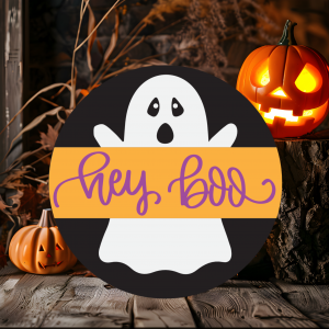 Hey Boo Wood Door Sign