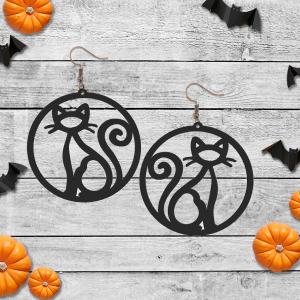 3d Printed Cute Black Cat Earrings