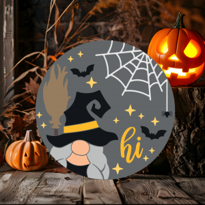 Gnome Witch Wood Door Sign