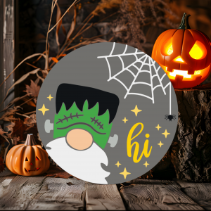 Gnome Frankenstein Wood Door Sign
