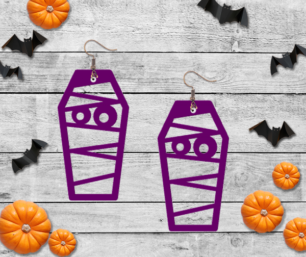 3d Printed Mummy Coffin Earrings