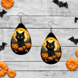 Cute Black Cat Halloween Earrings