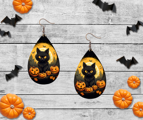 Cute Black Cat Halloween Earrings