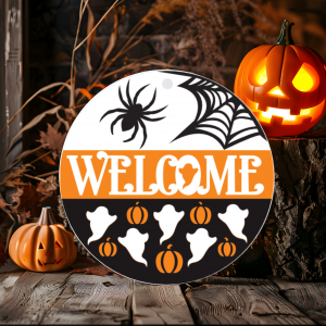 Halloween Welcome Wood Door Sign
