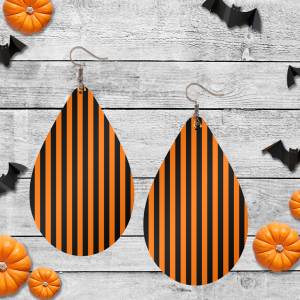 Orange and Black Striped Earrings