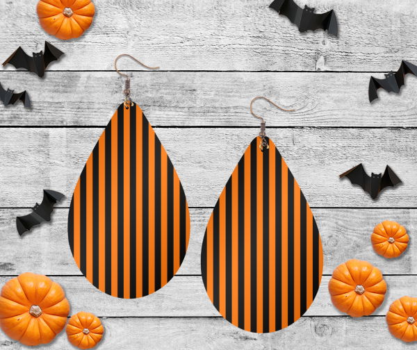 Orange and Black Striped Earrings