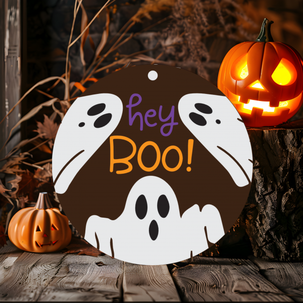 Hey Boo Wood Door Sign