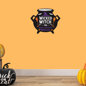 Wicked Witch Cauldron Wood Door Sign