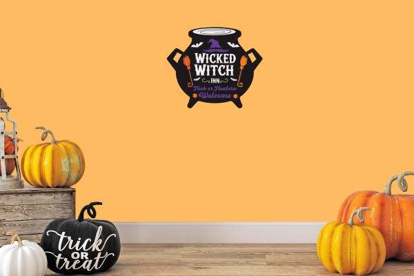 Wicked Witch Cauldron Wood Door Sign