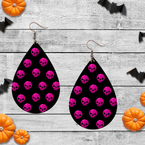 Halloween Hot Pink Skull Earrings