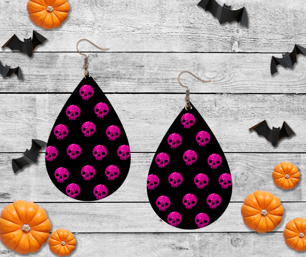 Halloween Hot Pink Skull Earrings