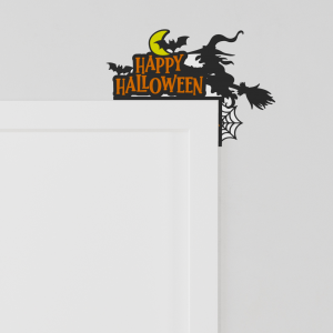 Happy Halloween Flying Witch Door Corner
