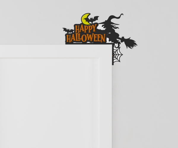 Happy Halloween Flying Witch Door Corner
