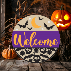 Halloween Welcome Wood Door Sign