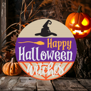Happy Halloween Witch Wood Door Sign