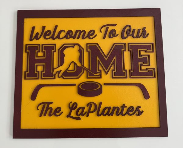 Custom Wood Hockey Welcome Sign