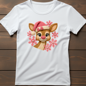 Yarn Crochet Reindeer with Snowflakes